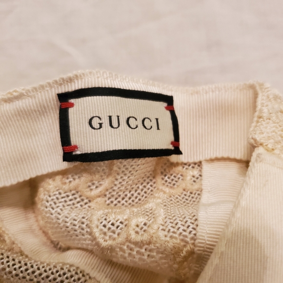 Auth Gucci Lace Embroidered Baseball Hat Size L - Picture 11 of 16